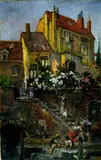 dezider & Orbán Desző, Motív so stredomorského prístavu, okolo 1930, tempera na kartóne