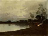 Endre Komaromi-Kacz, Pri ohníku, okolo 1910, olej na plátne
