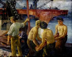 Pál Udvary, V lodenici, okolo 1950, olej na plátne