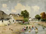 Práčky by Antal Neogrády, okolo 1920, olej na plátne, sold Jun 2007