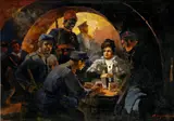 Viktor Leibovich Kordonski, Vojenská krčma, 1940, olej na plátne