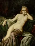 Jaroslav Zamazal - Veris, Sediaci ženský akt, okolo 1930, olej na dreve