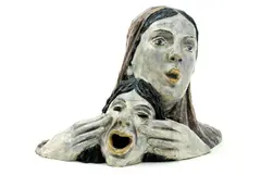 Josef Vrzal, Figurálna kompozícia, okolo 1940, pálená hlina, polychrómia
