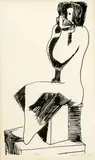 Pavol Tóth, Sediaci akt (Mier), 1963, tuš na papieri