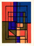 Alojz Klimo, Geometrická kompozícia, 1994, farebná serigrafia na papieri (autorská tlač)