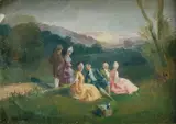 István Burchard-Bélaváry, Piknik, okolo 1900, olej na kartóne
