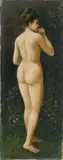Eduard Majsch, Stojaci ženský akt od chrbta, 1905, olej na kartóne