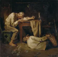 František Gyurkovits, V krčme, 1919, olej na plátne