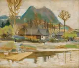Arnold Peter Weisz-Kubínčan, Oravská dedina, okolo 1933, pastel na papieri