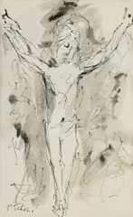 Jozef Tekel Teodor, Ukrižovaný, 1915, kresba perom na papieri