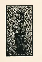 Dezider Milly, Rodina, 1949, linoryt na papieri