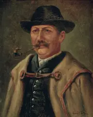 István Horváth- Halasi, Portrét muža s fajkou, okolo 1940, olej na kartóne