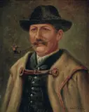 István Horváth- Halasi, Portrét muža s fajkou, okolo 1940, olej na kartóne