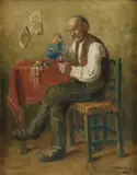 G. Horváth Andor., Popíjajúci muž, okolo 1930, olej na plátne