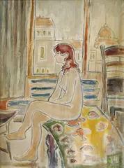 Sediaci akt by Pécsi- Pilch Deszö, okolo 1920, olej na plátne, sold Mar 2007