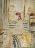 Pécsi- Pilch Deszö, Sediaci akt, okolo 1920, olej na plátne