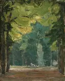 Luis Bonamici, Park vo Versailles, okolo 1920, olej na lepenke