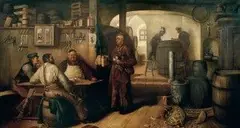 Hermann Kern, V krčme, okolo 1900, olej na plátne