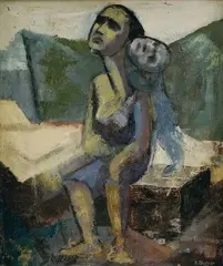 Aleksandr Tyshler, Sediaca, okolo 1940-60, olej na plátne