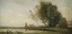 Jean-Baptiste Camille Corot, Výjav z Barbizonu, okolo 1850, olej na dreve
