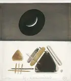 Kôpky s mesiačikom by Vladimír Kompánek, 1986, olej na kartóne, sold Mar 2007