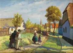 Ladislav Berecz, Do kostola, okolo 1940, olej na plátne