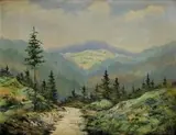 Karol Polónyi, Hmlisté ráno v Tatrách, okolo 1935, olejová tempera na kartóne