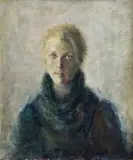 Portrét ženy by Neznáma Slovenská Maliarka & nasledovníčka Jána Mudrocha, okolo 1970, olej na plátne, sold Nov 2006