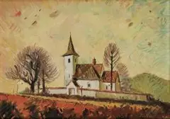 Ľudovít Fulla, Kostol Všetkých svätých pri Ružomberku, okolo 1949, olej na plátne