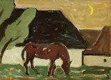 Miloš Alexander Bazovský, Obnôcka, 1948, gvaš na hrubom papieri