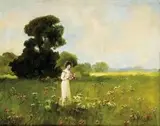 Pri zberaní lúčnych kvetov by Antal Neogrády, okolo 1920, olej na plátne, sold Nov 2006