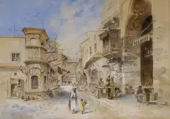 A. Kirsch - Kéri, Orientálny motív, okolo 1920, akvarel na papieri