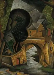 István Dési Huber, Mesto, okolo 1920, olej na kartóne