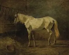 Joseph Heike, Kôň v stajni, 1859, olej na kartóne