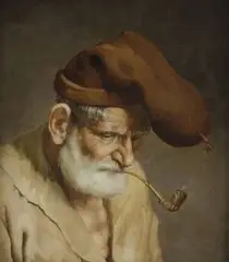 Portrét muža v čiapke II. by Michele Ricci, okolo 1900, olej na dreve, sold Nov 2006