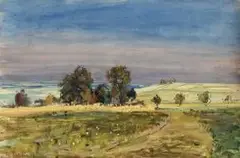 Vojtěch Sedláček, Začínajúca žatva, 1952, tempera na kartóne