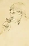 Muž s fajkou z profilu by Ladislav Mednyánszky, okolo 1890, kresba perom, tušom na papieri, sold Oct 2006