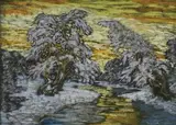 Anton Jasusch, Na brehu rieky, pred 1914, pastel na papieri