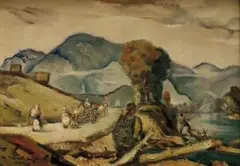 Martin Benka, Na brehu rieky Revúcej - Liptov, 1941, olej na plátne