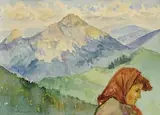 Krajina s figurálnym motívom by Imro Weiner-Kráľ, 1958, akvarel na papieri, sold Oct 2006