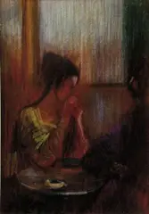 Ján Želibský, Zamyslená, 1965, pastel na papieri