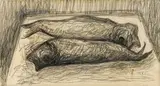František Studený, Údenáče, 1958, kresba ceruzou na papieri