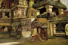 Orientálny motív by Gyula Tornai, okolo 1890, olej na lepenke, sold Oct 2006