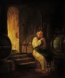 A. Senber, Mních ochutnávajúci víno, okolo 1930, olej na plátne