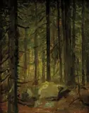 Otakar Štáfl, Vnútro lesa, okolo 1920, olej na lepenke