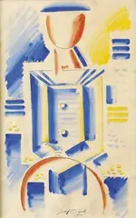 Josef Čapek, Chlapec s obručou, 1915, tuš, akvarel na papieri