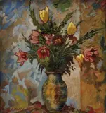 Jaroslav Klika, Kytica tulipánov, 1953, olej na sololite