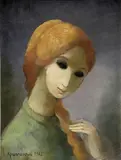Edita Spannerová, Dievča s vrkočom, 1982, olej na preglejke