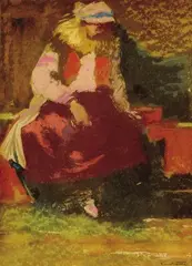 František Kudláč, Na priedomí, okolo 1950, pastel na papieri