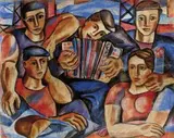 Milan Mravec, Pri harmonikárovi, 1962-63, pastel na papieri